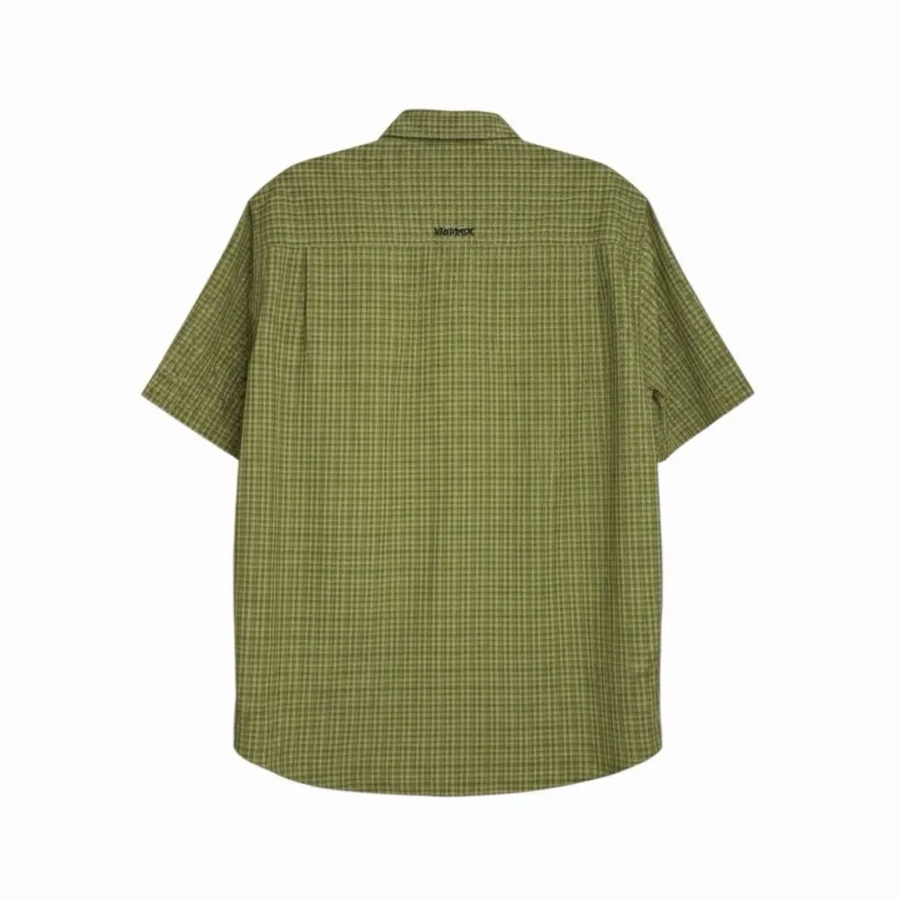 Marmot Mens Button Front Camp Shirt Top Plaid Zip Pocket Green XL